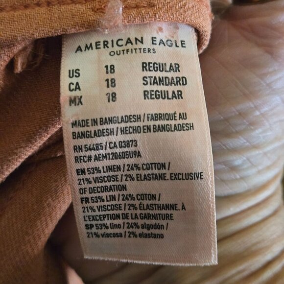 American Eagle 2024 Dreamy Drape Baggy Wide Leg Pants Terracotta Linen Size 18 - Picture 13 of 14